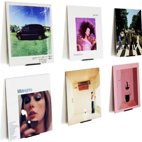 Set of 6 Wall Mounted Vinyl Record Display Shelves Metal Album Holder Racks - Picture 1 of 6